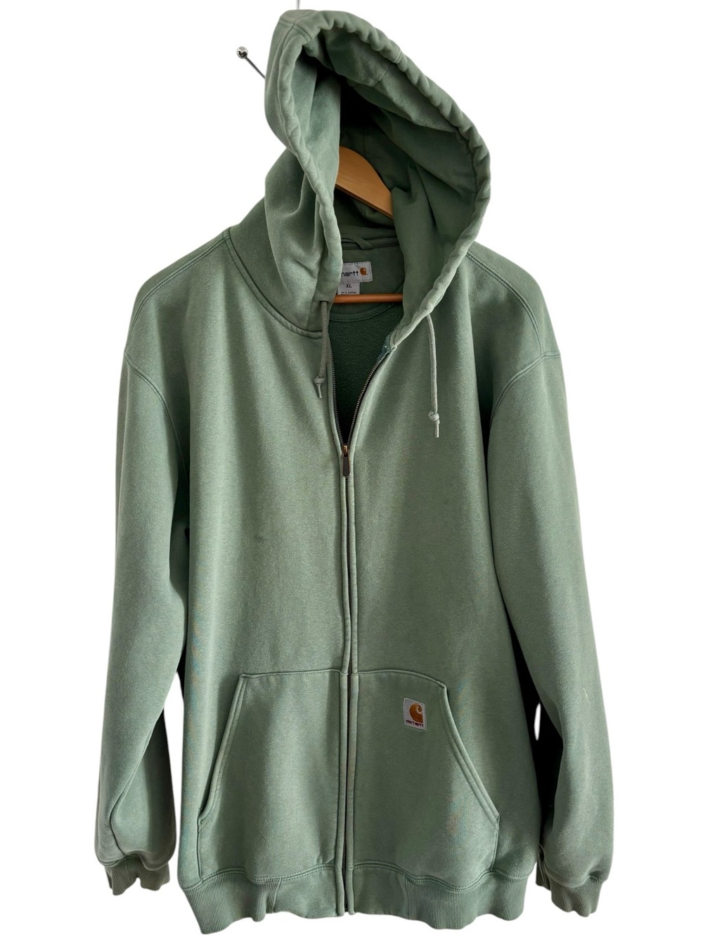 Carhartt heavyweight full zip hooded sweat shirt in light green. K185 MKG - Picture 2 of 11
